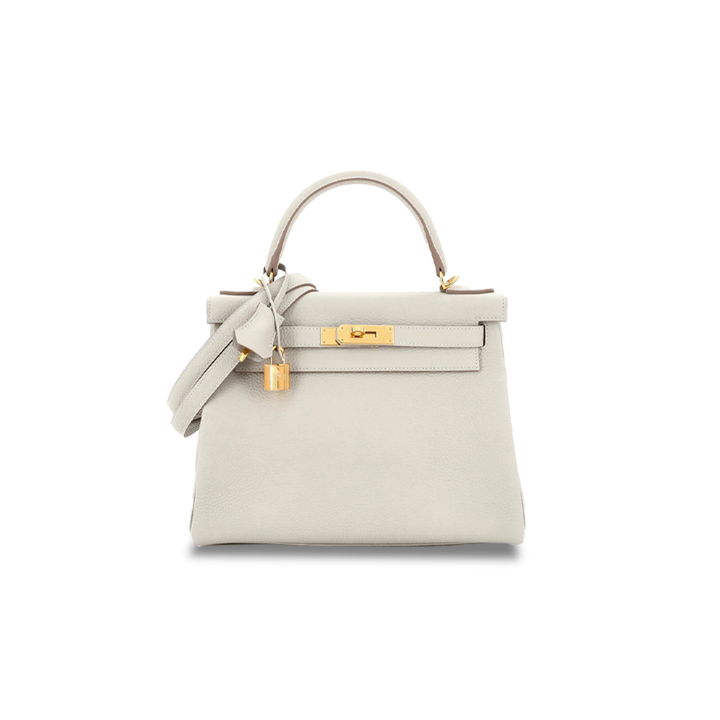 HERMÈS KELLY 28 HANDBAG MUSHROOM TOGO WITH GOLD HARDWARE (28*22*10cm)